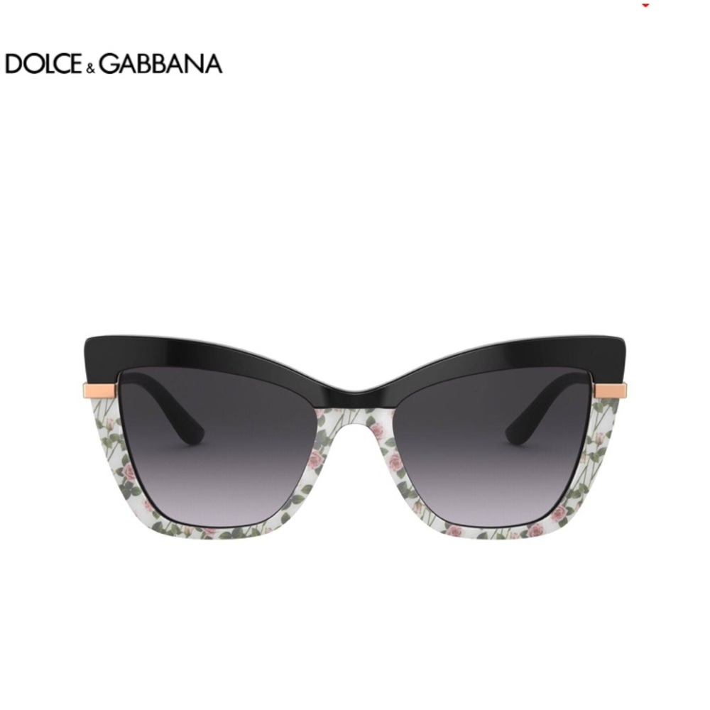 NWT Dolce & Gabbana Cat Eye 54mm Sunglasses DG4374 32508G Black/ Floral - Picture 3 of 15
